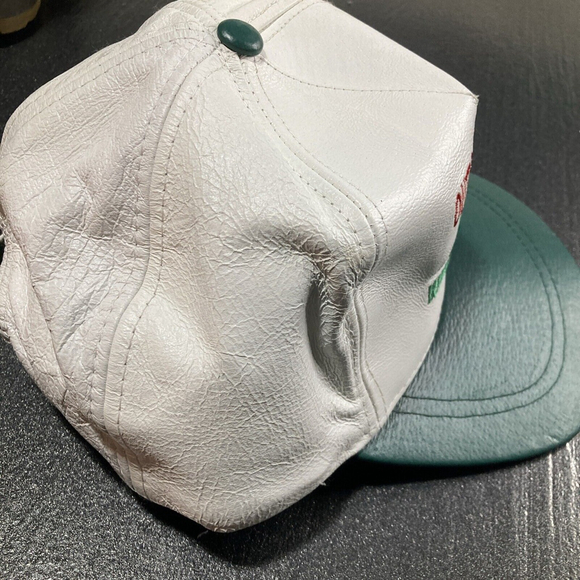 Vintage Genuine Leather Cap Trucker Hat Baseball Vintage 80s King Of The Hill - Picture 3 of 8